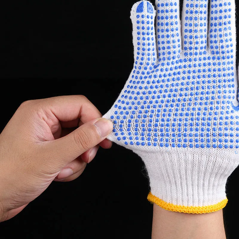 Cheap Wholesale Knitted Gardening PVC Dotted White Cotton Working Gloves