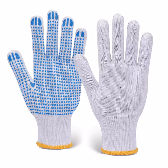 Cheap Wholesale Knitted Gardening PVC Dotted White Cotton Working Gloves