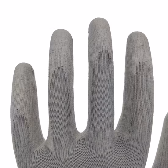 Grey PU Coated Personal Protection Anti Static PU Gloves for Gardening Safety Glove